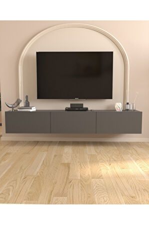 Bofigo TV Ünitesi TV Sehpası Düşer Kapaklı Tv Ünitesi Televizyon Sehpası 180 Cm Marvel Antrasit