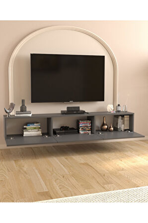 Bofigo TV Ünitesi TV Sehpası Düşer Kapaklı Tv Ünitesi Televizyon Sehpası 180 Cm Marvel Antrasit