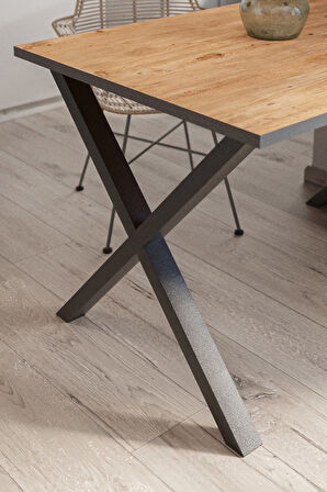 Yemek Masası Metal Ayaklı Mutfak Masası Prag 80 x 120 Cm X Ayaklı Çam