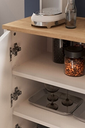 4 Kapaklı Dolap 4 Bölmeli Çok Amaçlı Dolap Mutfak Dolabı Banyo Dolabı Kiler Tetra Safir Meşe Beyaz