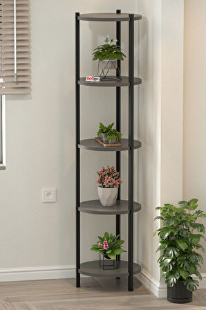 5 Raflı Çiçeklik Rafı Saksılık Standı Dekoratif Aksesuar Rafı Saksılık Lale Antrasit