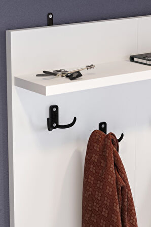 2 Kapaklı Portmanto Elbise Askılığı Vestiyer Ayakkabılık Askılık Güneş Beyaz