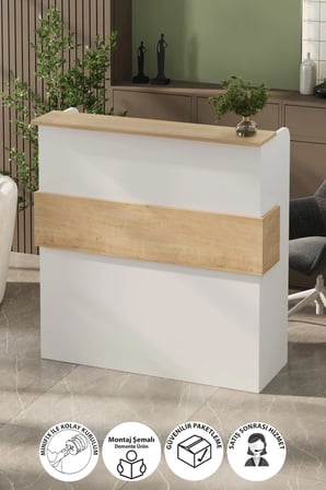 Resepsiyon Masası Ofis Masası Karşılama Masası Karşılama Bankosu Safir Meşe Beyaz