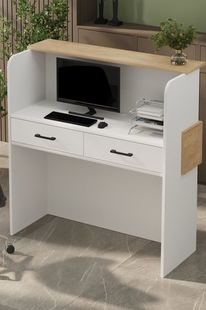 Resepsiyon Masası Ofis Masası Karşılama Masası Karşılama Bankosu Safir Meşe Beyaz