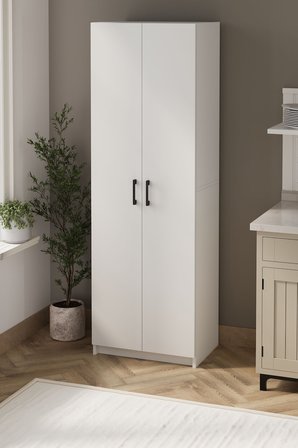 2 Kapaklı 6 Bölmeli Çok Amaçlı Dolap Çok Amaçlı Mutfak Dolabı Banyo Dolabı Yasemin Beyaz