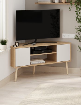 TV Sehpası 2 Kapaklı Tv Sehpası  TV Ünitesi Televizyon Sehpası Tv Sehpası Kıbrıs Safir Meşe Beyaz