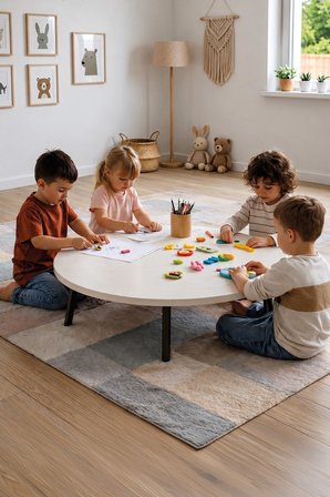 Yemek Masası Katlanabilir Yer Sofrası Oyun Masası Aktivite Masası Etkinlik Masası 80 Cm Beyrut Beyaz