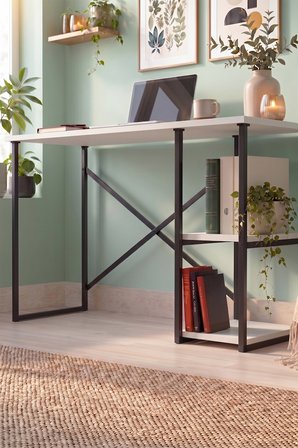 110x50 Cm 2 Raflı Çalışma Masası Bilgisayar Masası Ofis Masası Ders Masası Ümit Beyaz