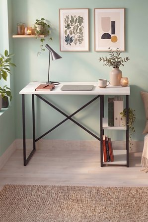 110x50 Cm 2 Raflı Çalışma Masası Bilgisayar Masası Ofis Masası Ders Masası Ümit Beyaz
