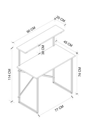 90x45 Cm Raflı Çalışma Masası Laptop Masası Çocuk Çalışma Masası Ders Masası Atay Beyaz