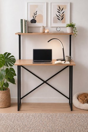 90x45 Cm Raflı Çalışma Masası Laptop Masası Çocuk Çalışma Masası Ders Masası Atay Çam