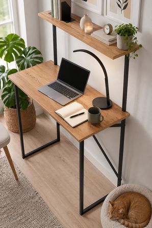 90x45 Cm Raflı Çalışma Masası Laptop Masası Çocuk Çalışma Masası Ders Masası Atay Çam