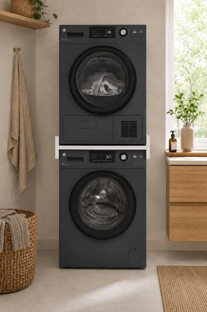 Banyo Dolabı Çamaşır Makinesi Kurutma Makinesi Üst Üste Konumlandırma Rafı Duo Entegre Raf Beyaz