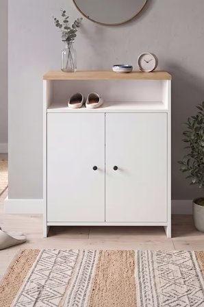 Ayakkabılık 4 Raflı Ayakkabılık 2 Kapaklı Ayakkabılık Dekoratif Ayakkabılık Efsun Safir Meşe Beyaz