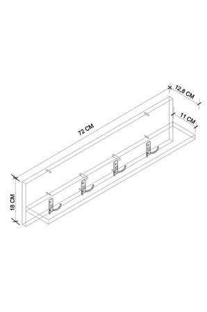 Portmanto Duvar Askılığı Elbise Askılığı Raflı Duvar Askılığı Sirius Beyaz 72 Cm