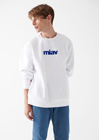 Mavi Miav Baskılı Beyaz Sweatshirt 0610925-620