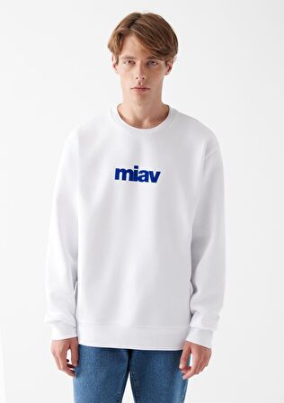 Mavi Miav Baskılı Beyaz Sweatshirt 0610925-620