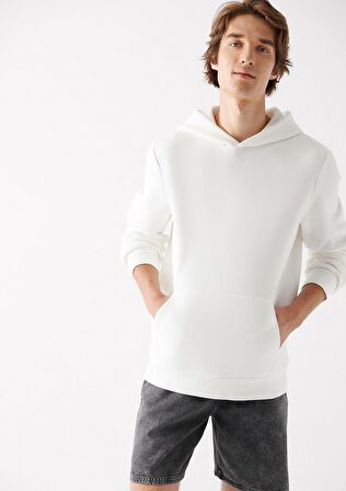Mavi Kapüşonlu Ekru Sweatshirt 0610937-70057