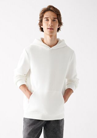 Mavi Kapüşonlu Ekru Sweatshirt 0610937-70057