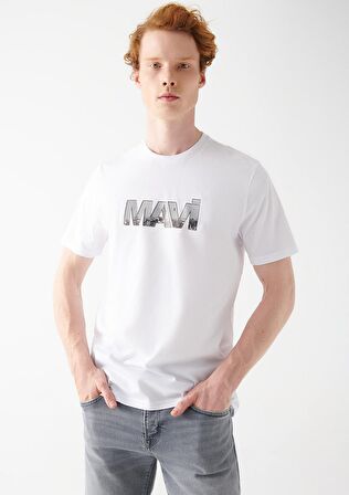 Mavi Logo Baskılı Beyaz Tişört 0610948-620