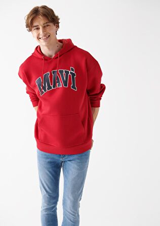 Mavi Logo Baskılı Kırmızı Sweatshirt 067149-70464