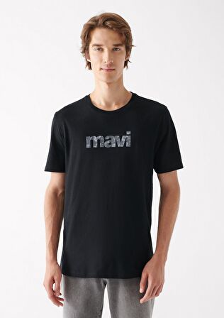 Mavi Logo Baskılı Siyah Tişört 0611039-900