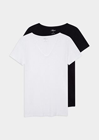 Mavi 2li V Yaka Basic Tişört 1611371-900