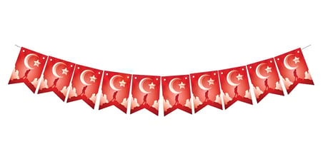 23 Nisan Kırlangıç Bayrak Flama Atatürk ve Türk Bayrak Baskılı Parti Süsleme