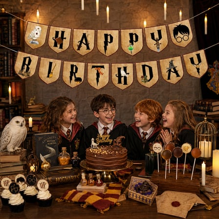 Harry Potter Happy Birthday Banner Çocuk Doğum Günü Parti Süsü Dekorasyonu