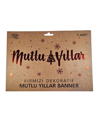 Yılbaşı Dekoratif Banner "Mutlu Yıllar" Yazısı - Lüks Parlak Kaligrafik Tasarım - Duvar ve Tavan Süsü Afiş