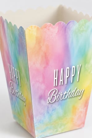 Mısır Kutusu Popcorn Kutusu Happy Birthday Makaron 8'li 7.5x11 cm Doğum Günü Parti Sunum Kutusu