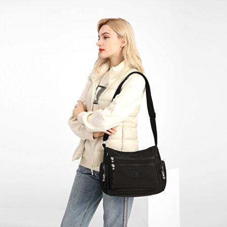 Smart Bags Kadın Postacı Çantası Krinkıl Kumaş 1115 A.Gri