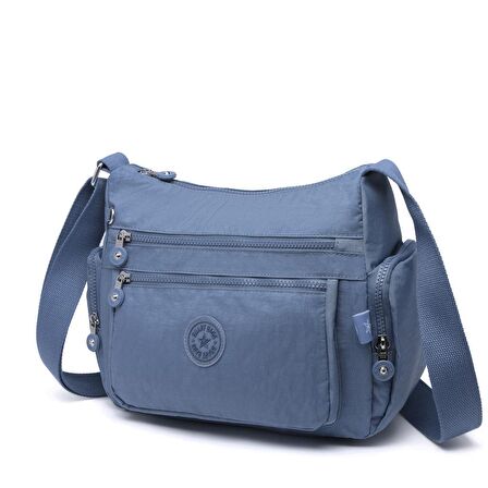 Smart Bags Kadın Postacı Çantası Krinkıl Kumaş 1115 Jeans Mavi