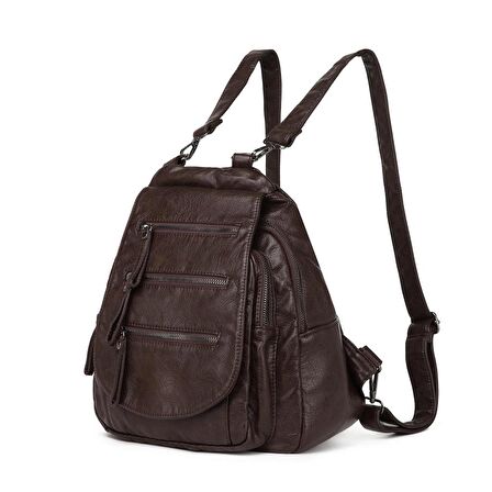 Yıkama Deri Orta Boy Kadın Sırt Çantası 21-K Barcelona 1685