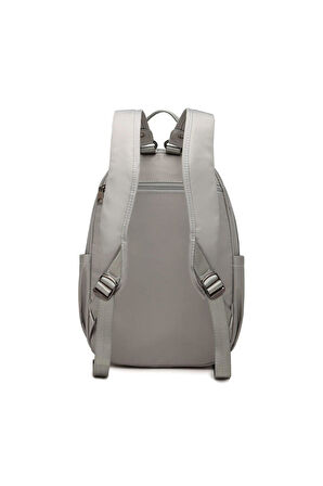 21K - Barcelona Saten Kumaş Kadın Sırt Çantası BC2113 - Açık Gri