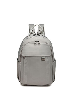 21K - Barcelona Saten Kumaş Kadın Sırt Çantası BC2113 - Açık Gri