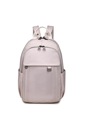 21K - Barcelona Saten Kumaş Kadın Sırt Çantası BC2113 - Açık Bej