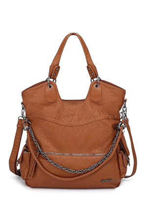 Barcelona Yıkamaderi Kadın Omuz Çantası BC 1582 - Kahve