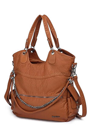 Barcelona Yıkamaderi Kadın Omuz Çantası BC 1582 - Kahve