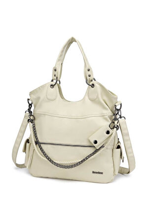 Barcelona Yıkamaderi Kadın Omuz Çantası BC 1582 - Bej