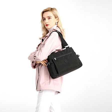 Krinkıl Kumaş Kadın Omuz Çantası Smart Bags 1125 K.Yeşil