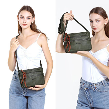 Yıkama Deri Askılı Kadın Postacı Çantası 21K Barcelona 1920