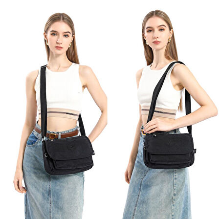 Krinkıl Kumaş Kadın Postacı Çantası Smart Bags 1148
