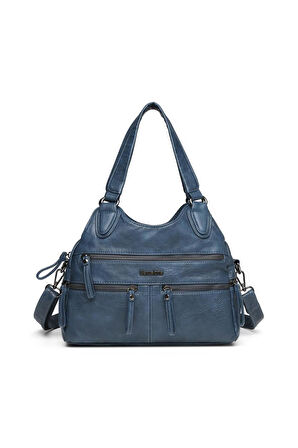 Yıkama Deri Omuz Askılı Kadın Çantası 21K Barcelona 1932