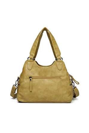 Yıkama Deri Omuz Askılı Kadın Çantası 21K Barcelona 1932