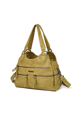 Yıkama Deri Omuz Askılı Kadın Çantası 21K Barcelona 1932