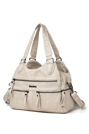 Yıkama Deri Omuz Askılı Kadın Çantası 21K Barcelona 1932