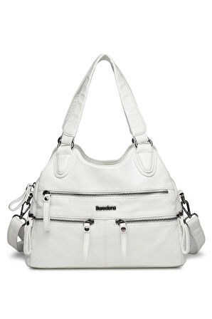 Yıkama Deri Omuz Askılı Kadın Çantası 21K Barcelona 1932