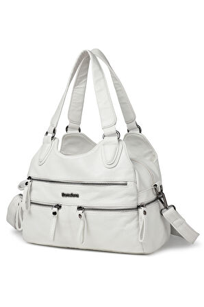 Yıkama Deri Omuz Askılı Kadın Çantası 21K Barcelona 1932