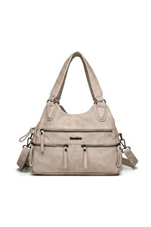 Yıkama Deri Omuz Askılı Kadın Çantası 21K Barcelona 1932